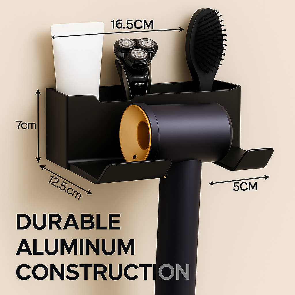 GroomDock™ – Hair Dryer & Toothbrush Wall Holder Plastic Organizer