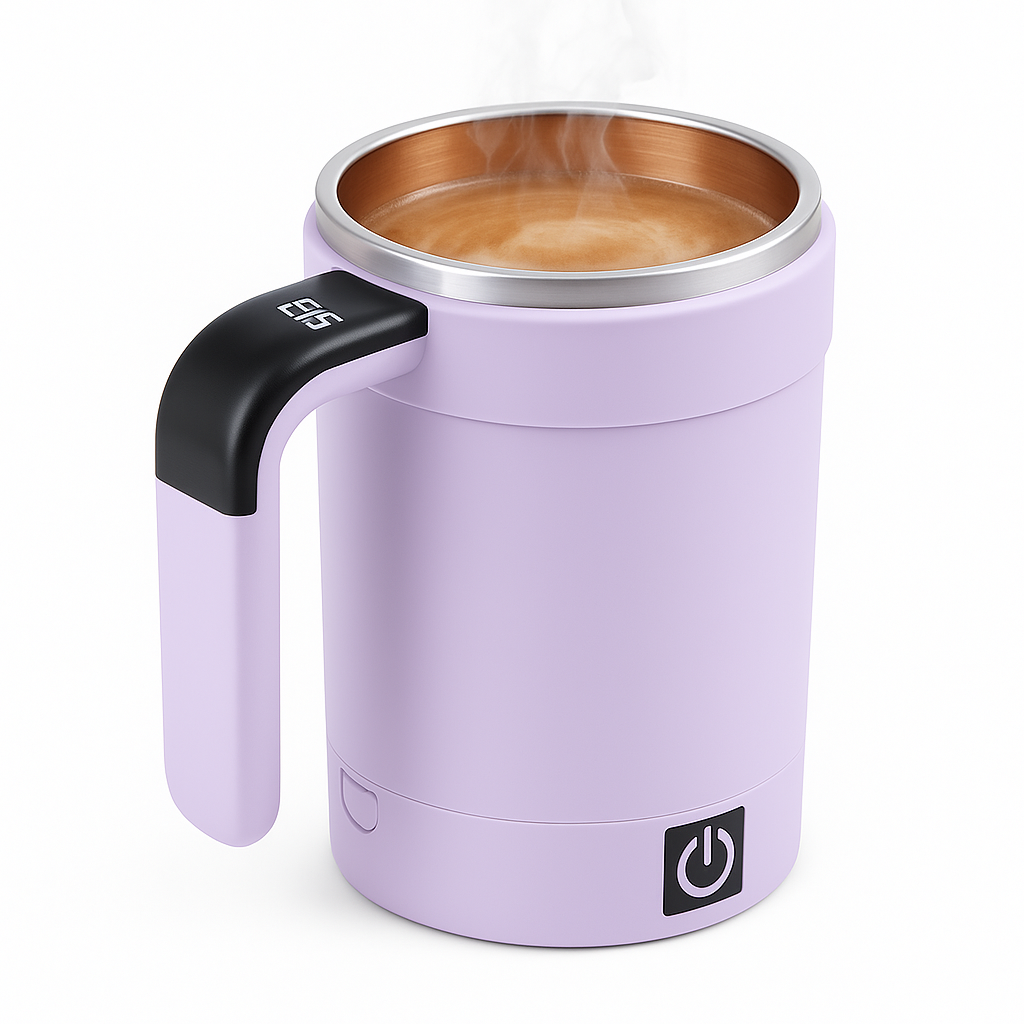 BrewFlow™ – Self-Stirring Magnetic Mug for Effortless Sips