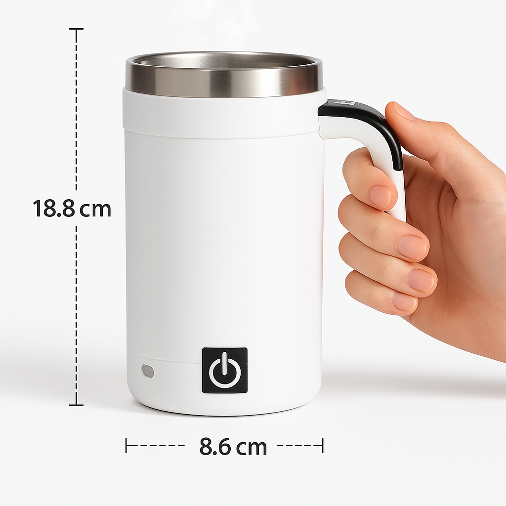 BrewFlow™ – Self-Stirring Magnetic Mug for Effortless Sips