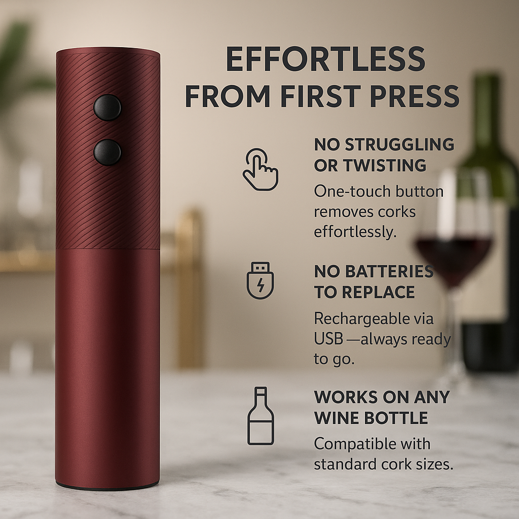 Vintello™ – Electric Automatic Wine Opener with Charger Base