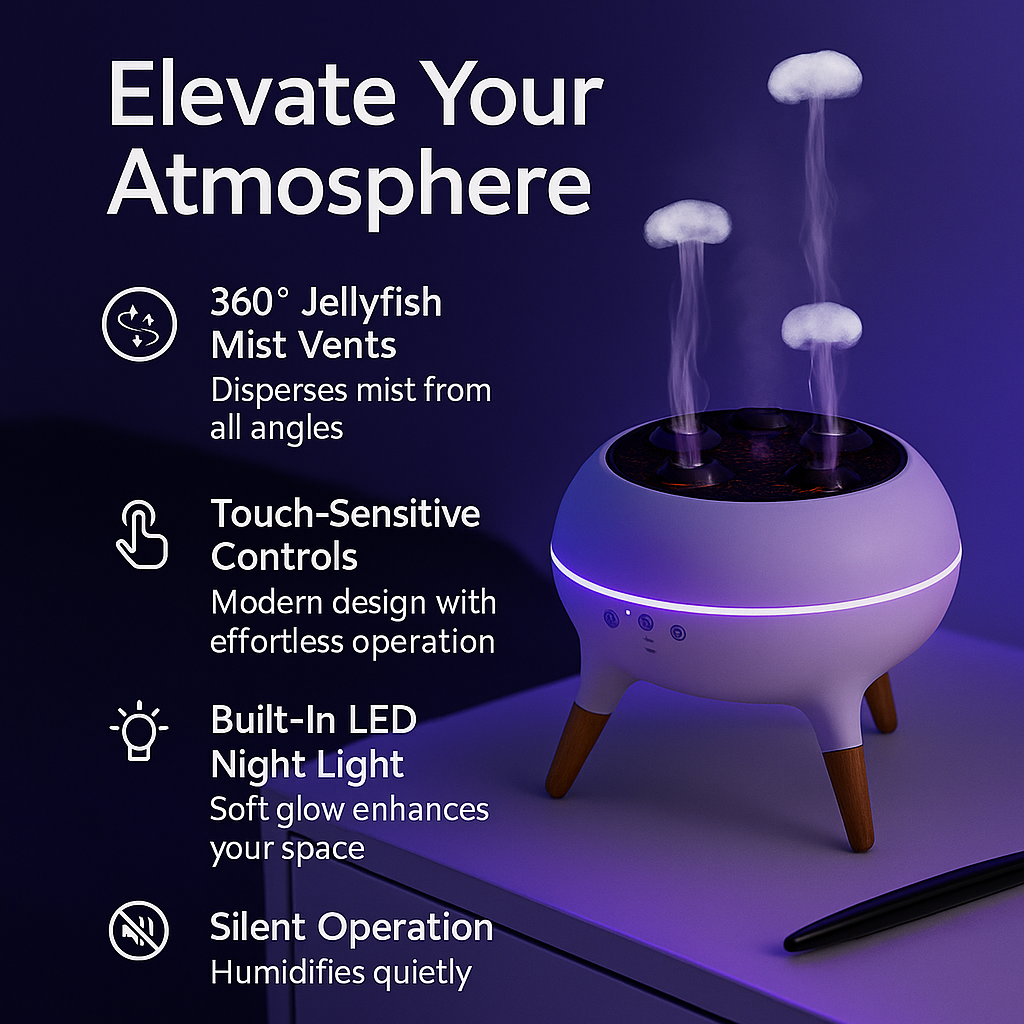 JellyGlow™ – Soothing Jellyfish Humidifier & Night Light