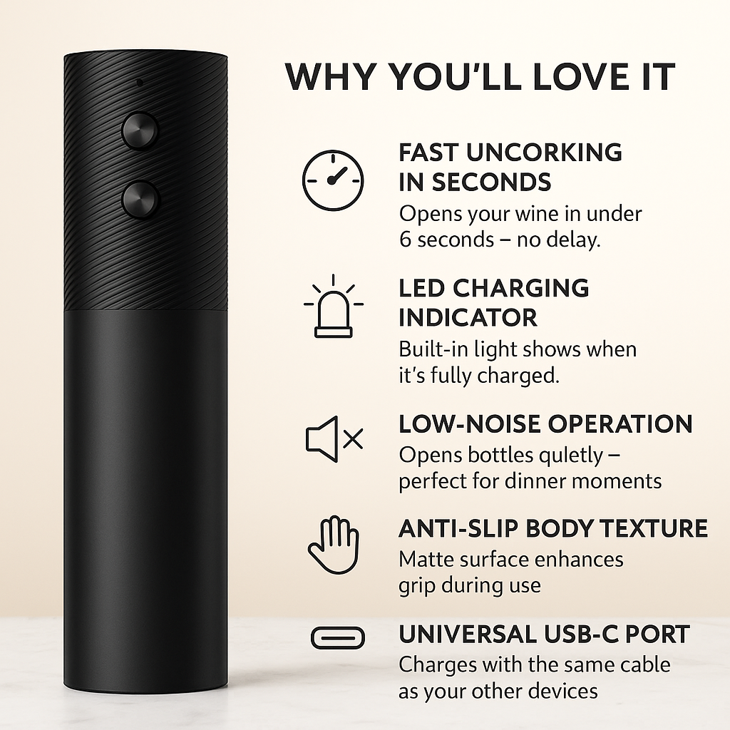 Vintello™ – Electric Automatic Wine Opener with Charger Base
