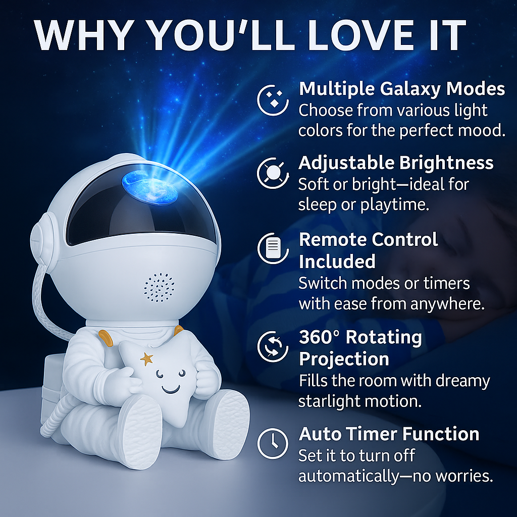 CosmoGlow™ – Astronaut Galaxy Star LED Projector