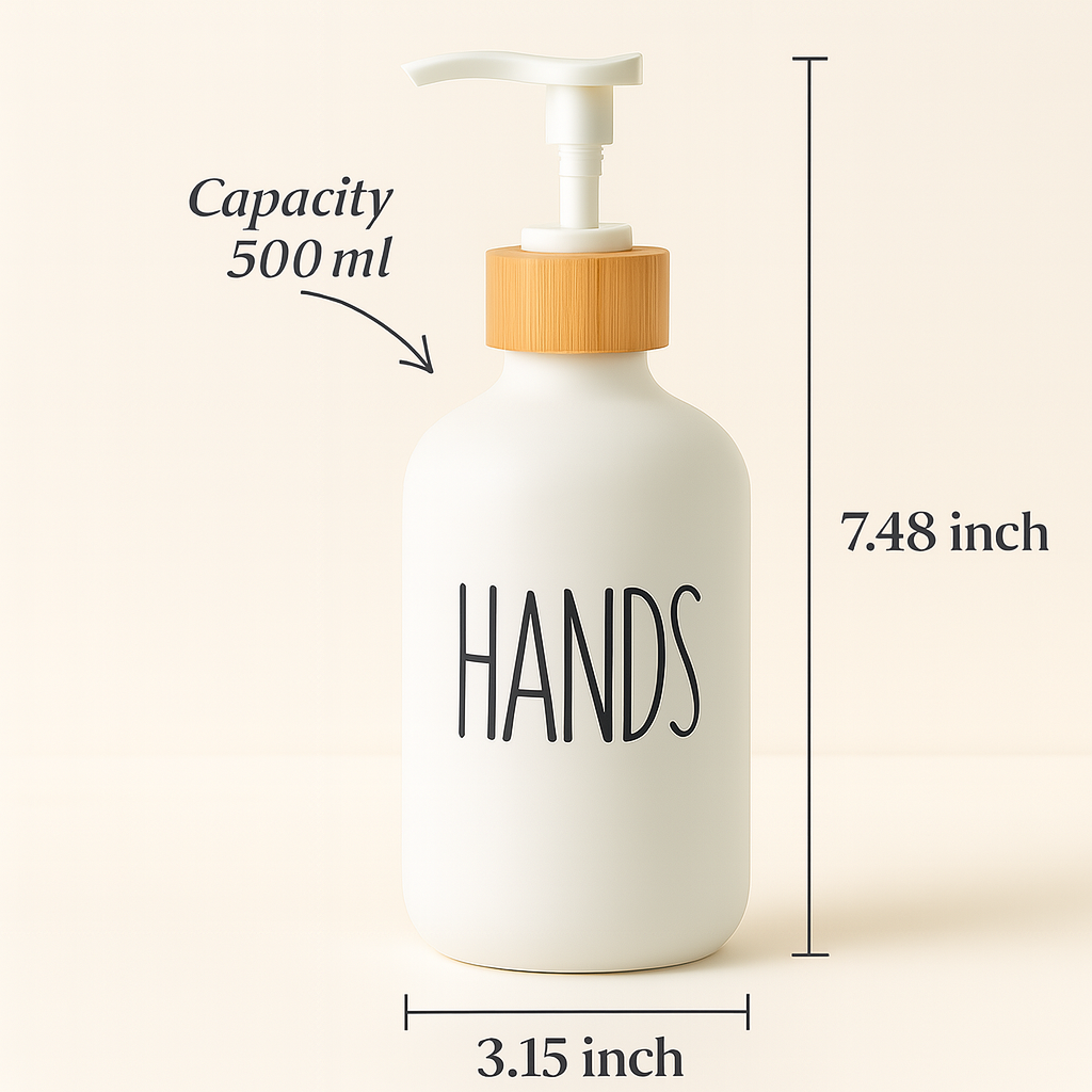 BambuSet™ – Refillable Soap & Lotion Bottles with Bamboo Tray 500ml