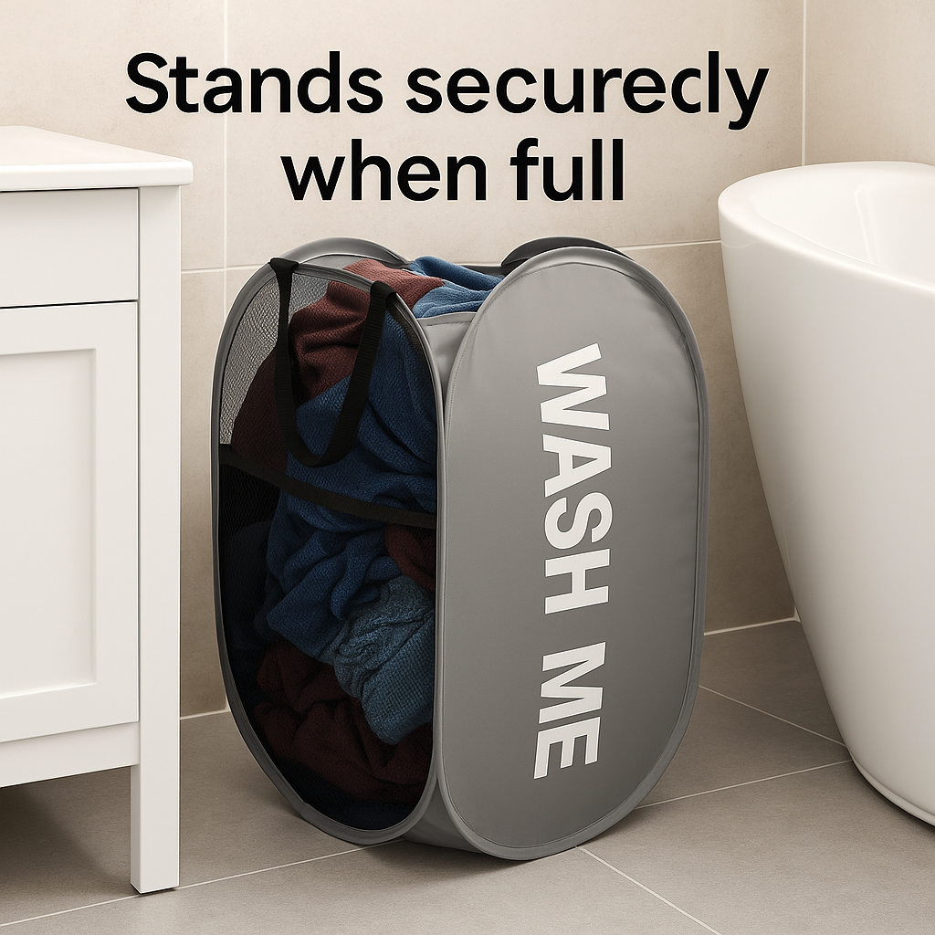 FlexNest™ – Foldable Ventilated Laundry Basket with Handles