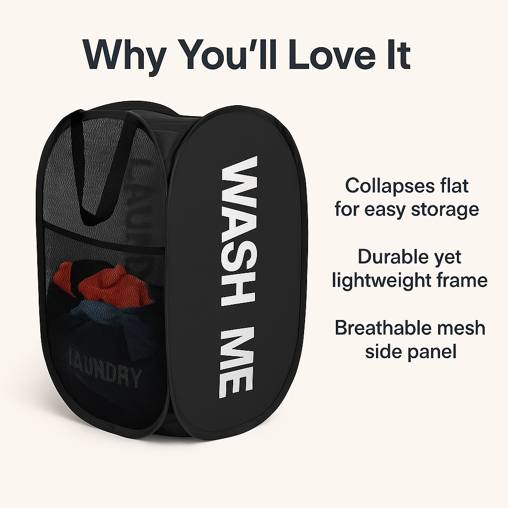 FlexNest™ – Foldable Ventilated Laundry Basket with Handles