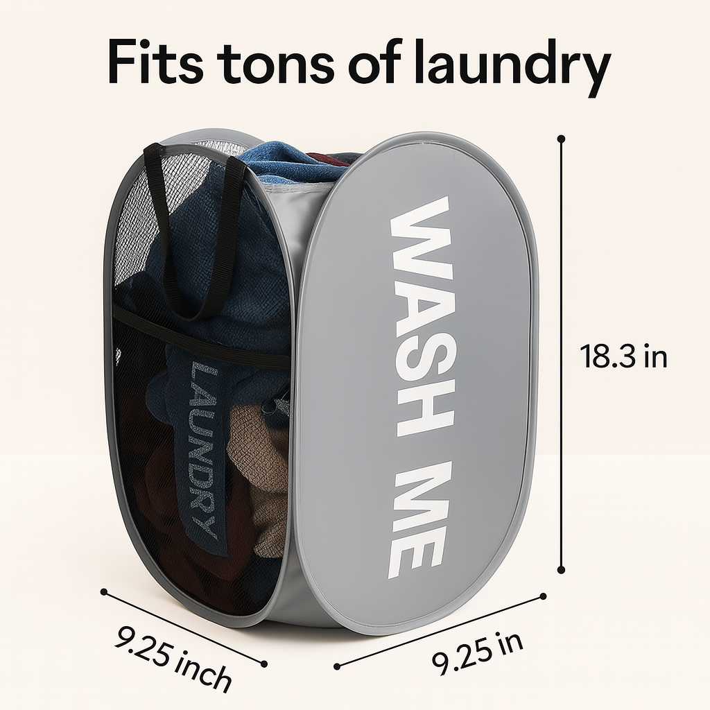 FlexNest™ – Foldable Ventilated Laundry Basket with Handles