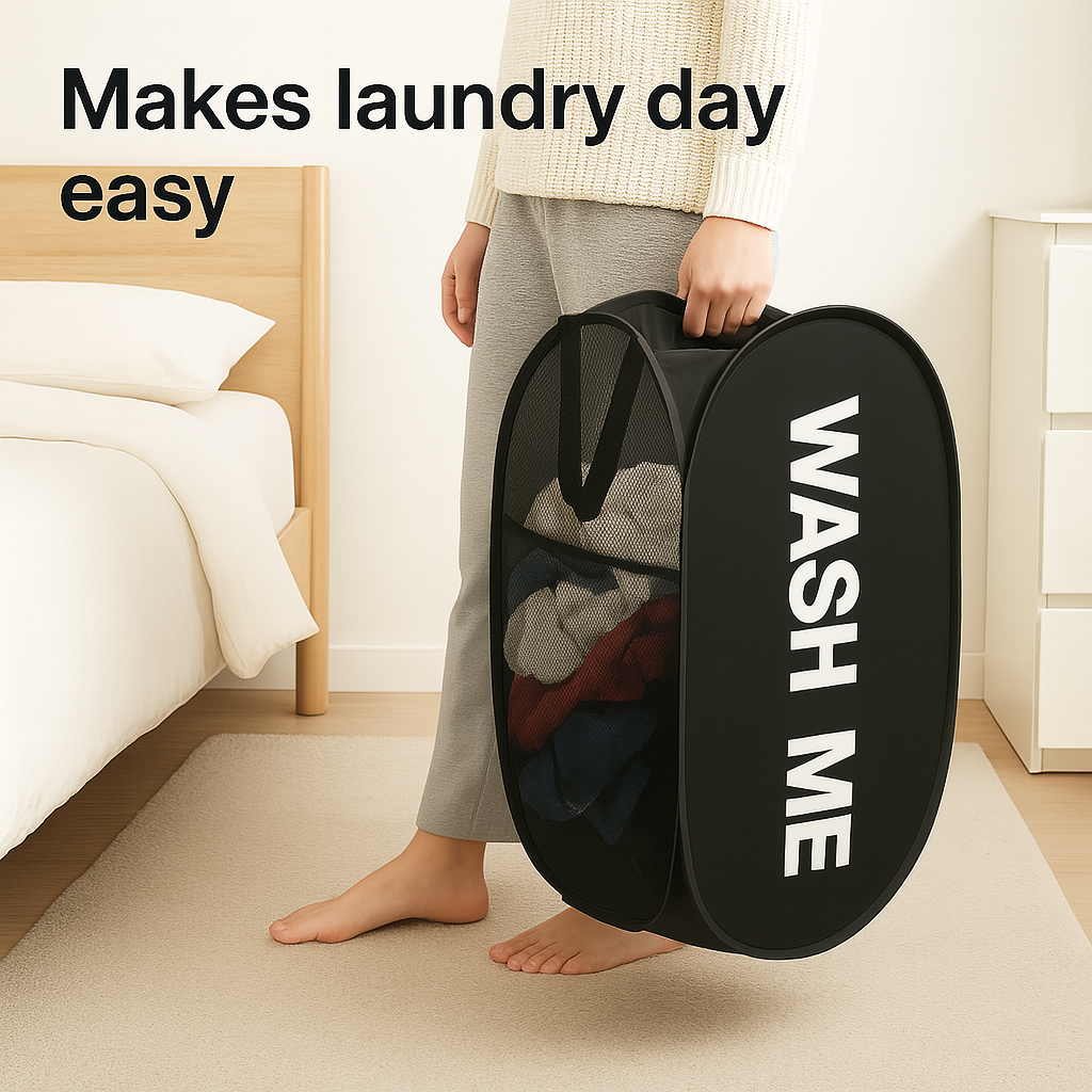 FlexNest™ – Foldable Ventilated Laundry Basket with Handles