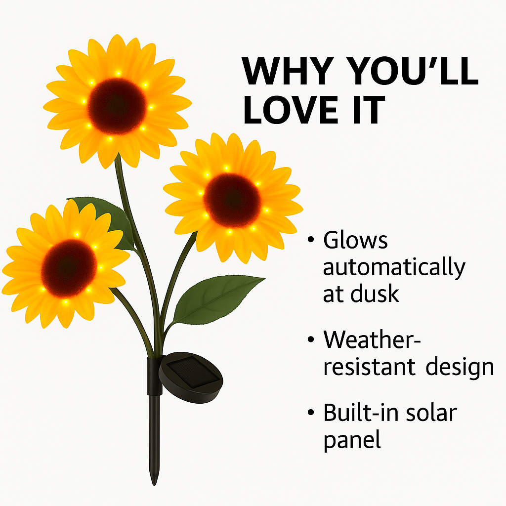 LumiPetal™ – Solar Waterproof Sunflower LED Lights for Garden & Yard