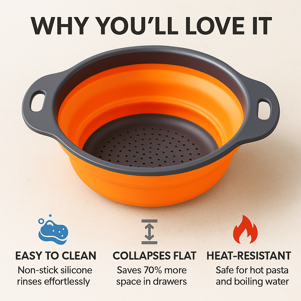 FlexiDrain™ – Compact Silicone Colander