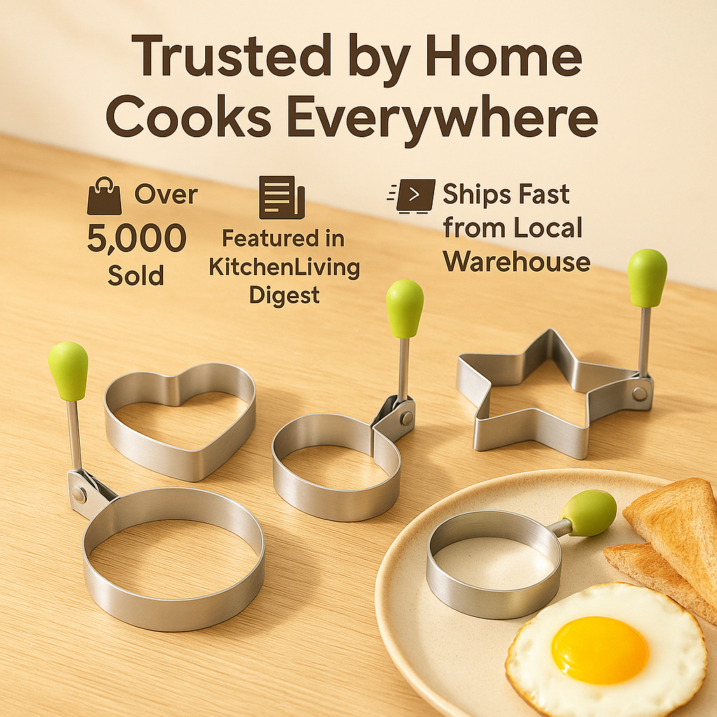 EggCraft™ – Stainless Steel Egg & Pancake Ring Set (5pcs)