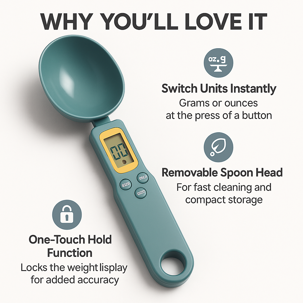 PortaWeigh™ – Digital Spoon Scale for Precision Cooking