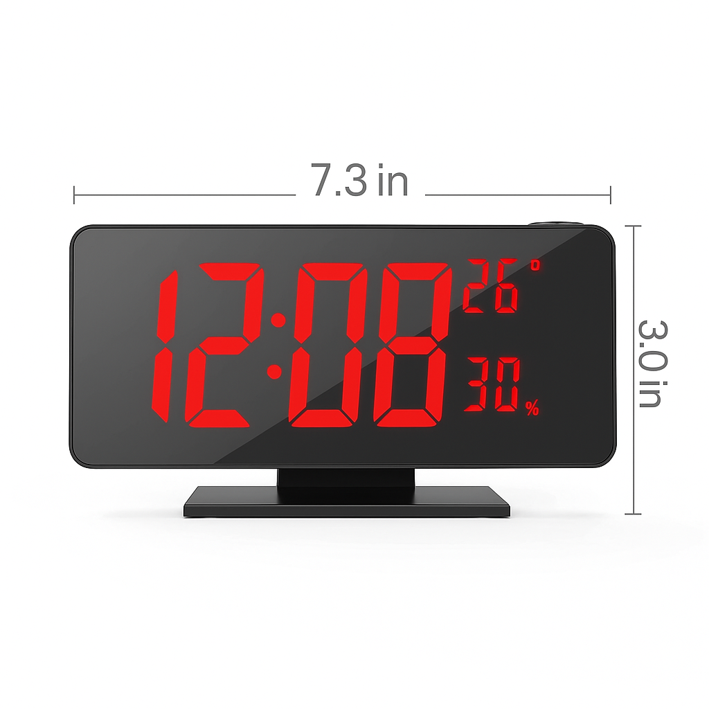 GlowCast™ – Projection Digital Alarm Clock with Temperature & Humidity Display