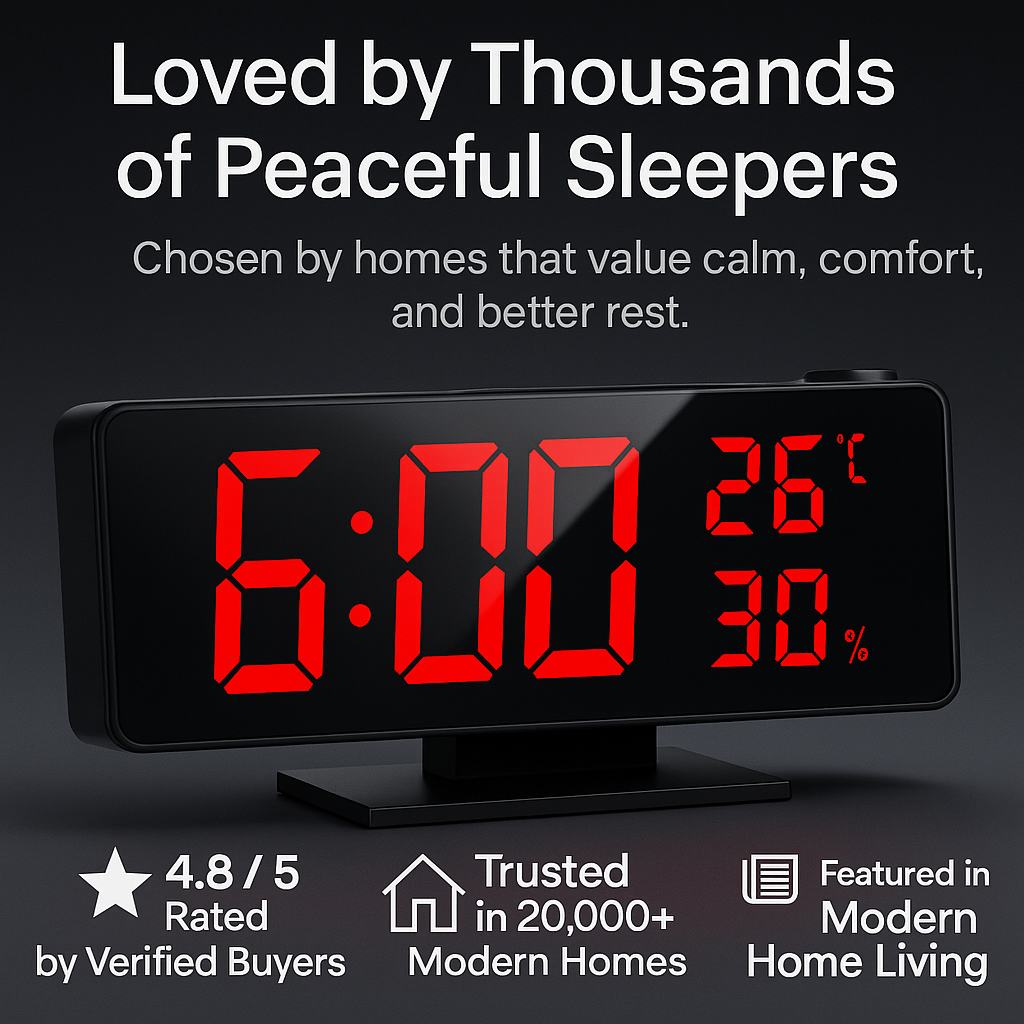 GlowCast™ – Projection Digital Alarm Clock with Temperature & Humidity Display