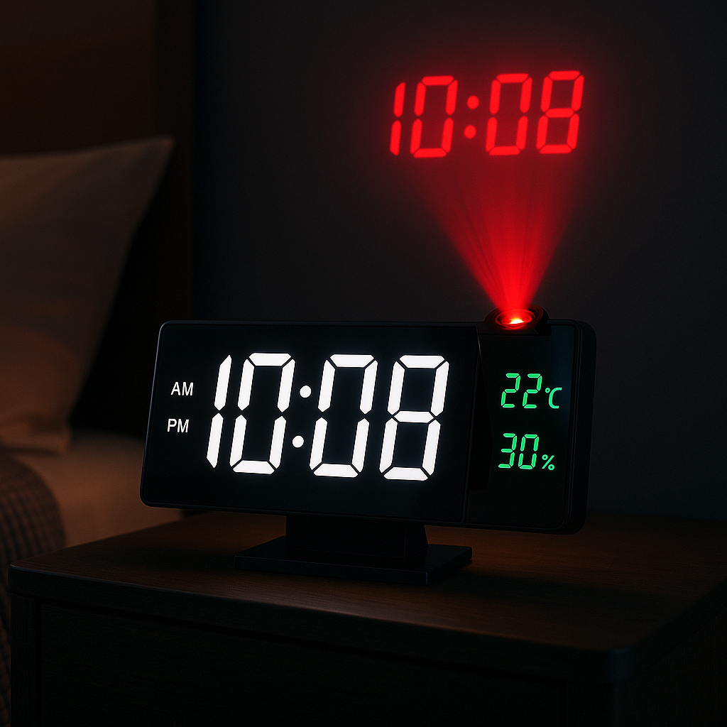 GlowCast™ – Projection Digital Alarm Clock with Temperature & Humidity Display