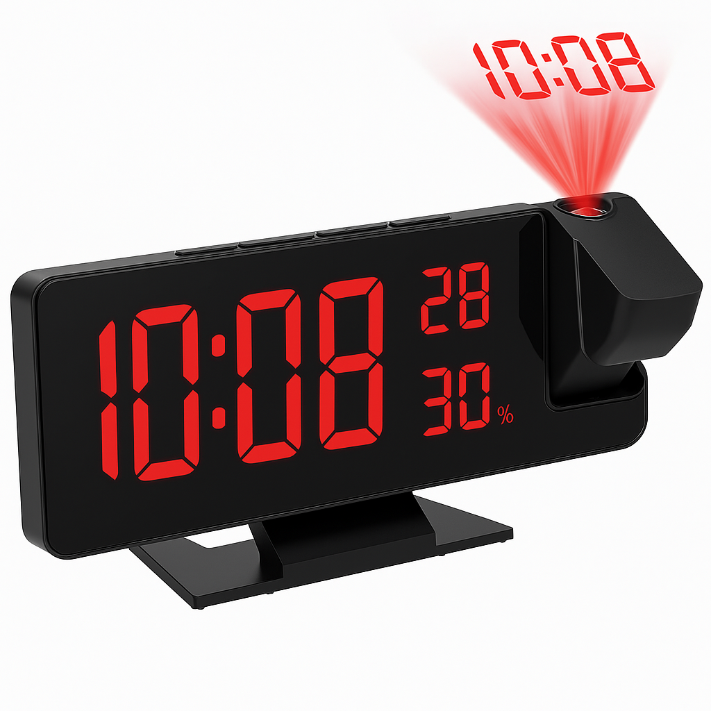 GlowCast™ – Projection Digital Alarm Clock with Temperature & Humidity Display