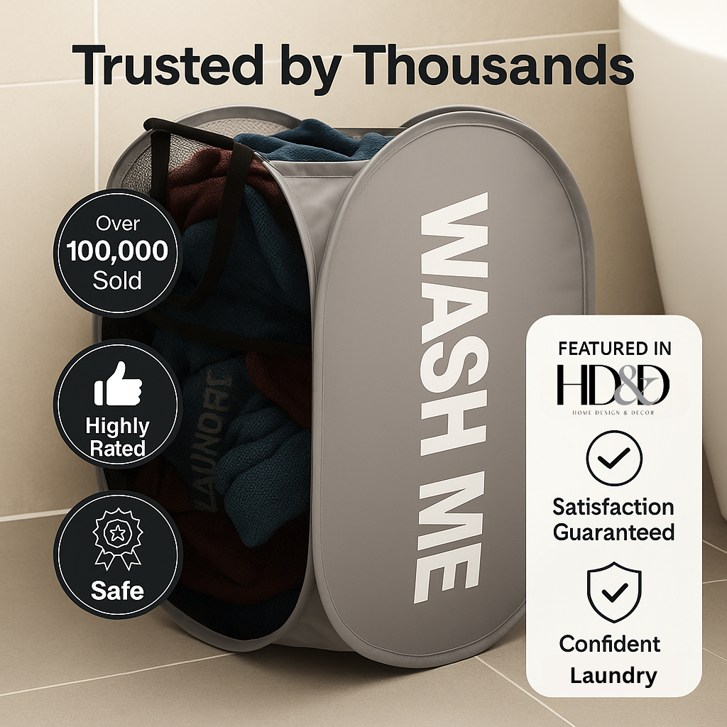 FlexNest™ – Foldable Ventilated Laundry Basket with Handles
