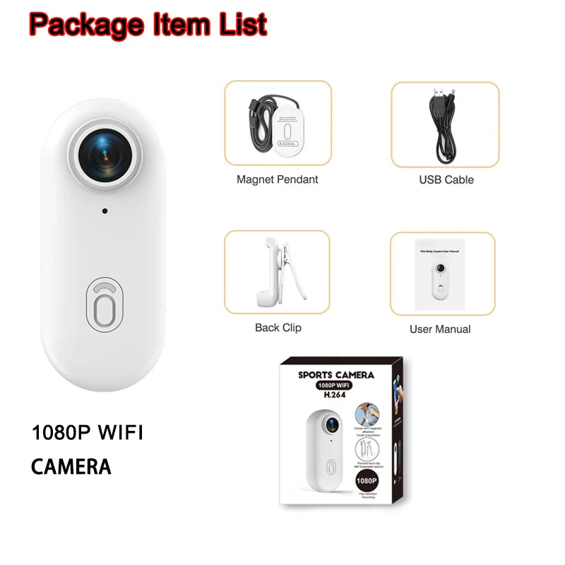 4K HD Mini Vlog Camera with WiFi Wireless Portable Action Body Cam for Sports Travel Photography Pocket Sized Video Recorder