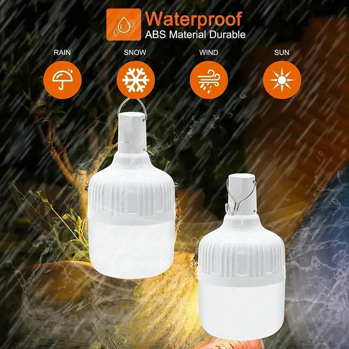 60W USB Rechargeable LED Bulbs Portable High Brightness Outdoor Camping Fishing Hanging Tent Lantern Emergency Night Lights