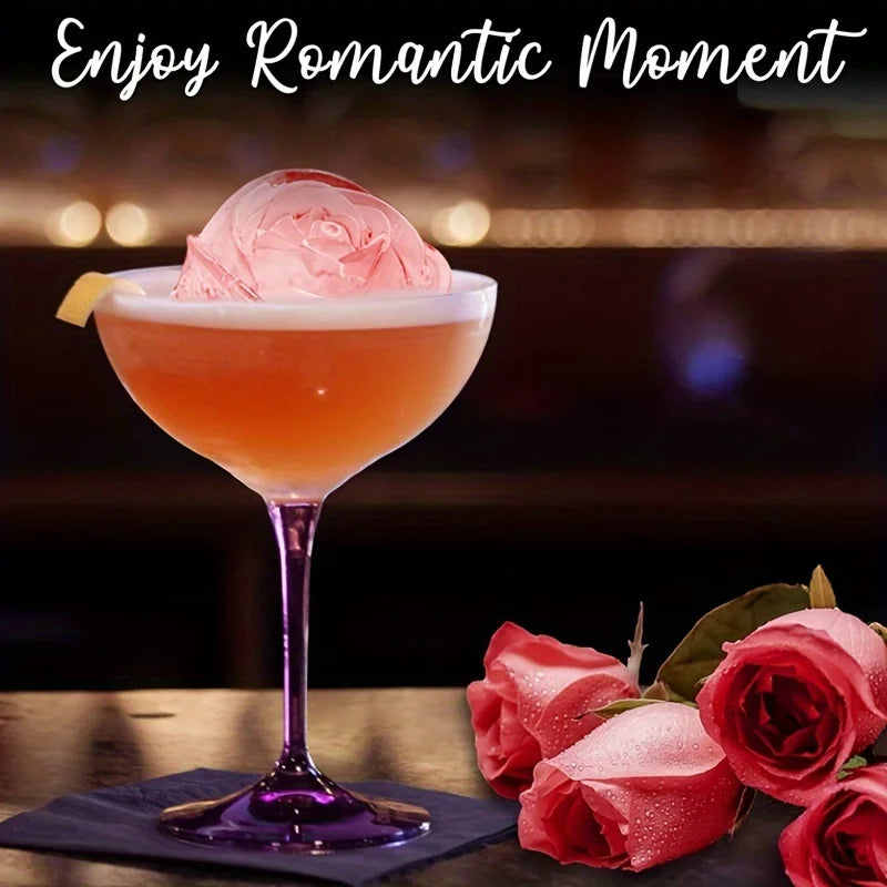 1/2pcs Elegant Rose Shaped Ice Cube Mold Reusable Food Grade Silicone IceTray Ice Ball Mold for Effortless Dessert Summer Drinks