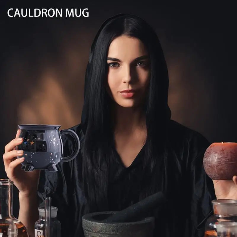 Witch Cup All-Season Drinkware Halloween Mugs 11 oz Halloween Cauldron Ceramic Mugs Hot Cocoa Mugs Drinking Cups for Coffee Tea