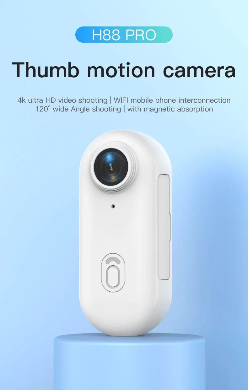 4K HD Mini Vlog Camera with WiFi Wireless Portable Action Body Cam for Sports Travel Photography Pocket Sized Video Recorder