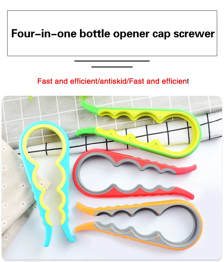 1/2Pcs Multifunctional Cap Opener Four-In-One Cap Opener Can Opener Labor-Saving Cap Opener Kitchen Daily Necessities Bottle Opener Can Opener
