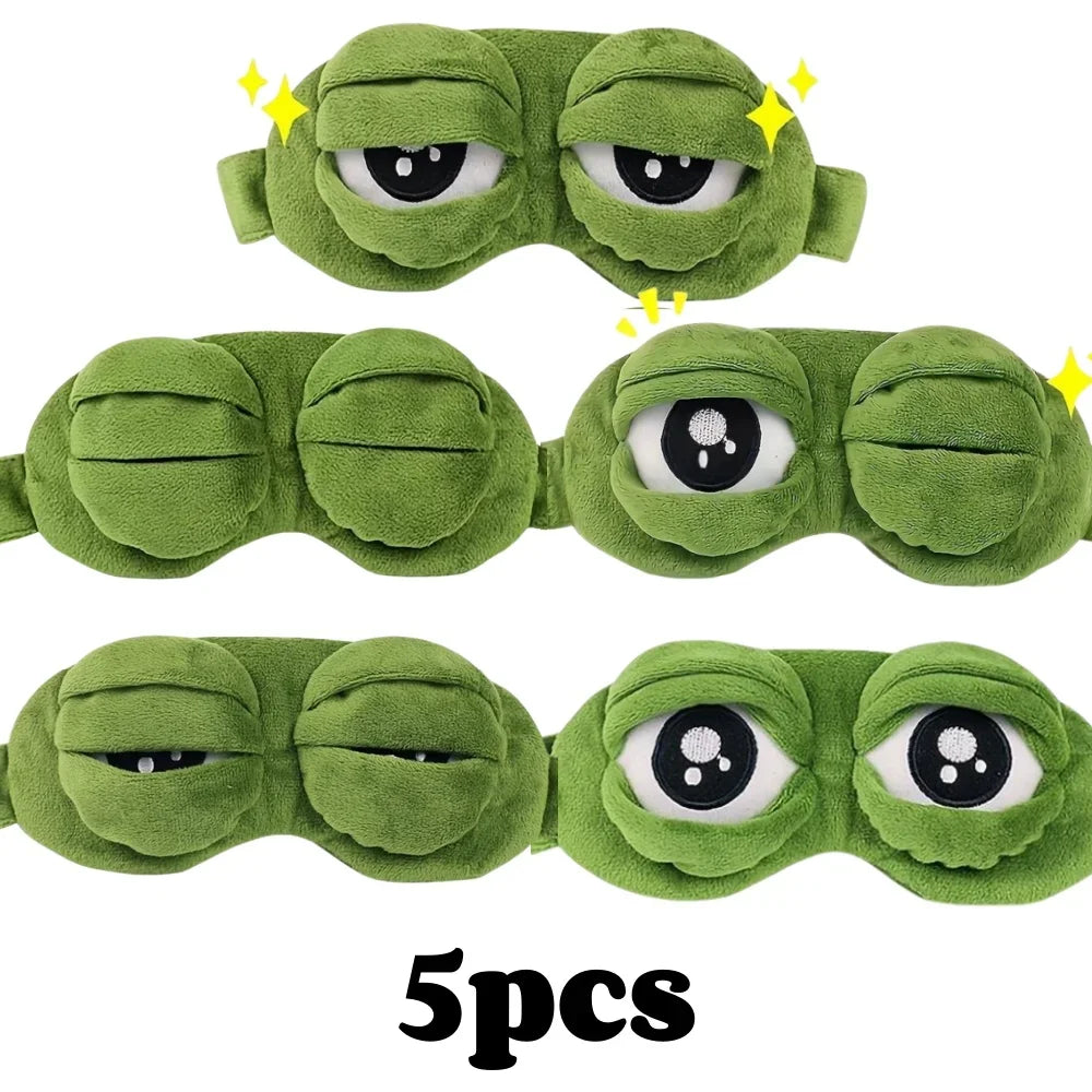 3D Sad Frog Sleep Mask Natural Sleeping Eyeshade Cover Shade Eye Patch Women Men Soft Portable Blindfold Travel Eyepatch