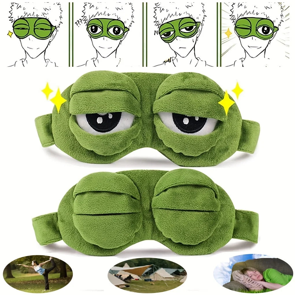 3D Sad Frog Sleep Mask Natural Sleeping Eyeshade Cover Shade Eye Patch Women Men Soft Portable Blindfold Travel Eyepatch