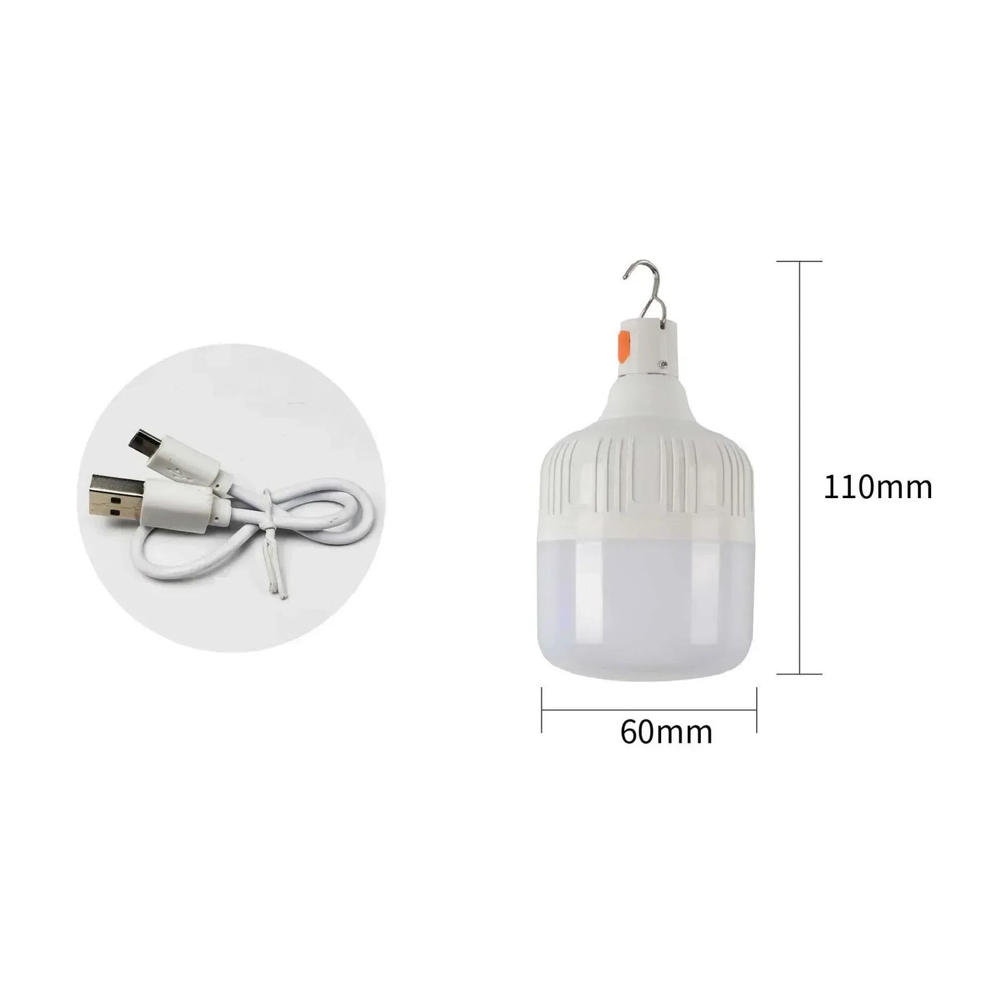 60W USB Rechargeable LED Bulbs Portable High Brightness Outdoor Camping Fishing Hanging Tent Lantern Emergency Night Lights