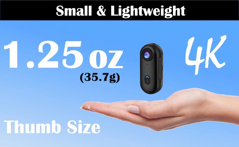 4K HD Mini Vlog Camera with WiFi Wireless Portable Action Body Cam for Sports Travel Photography Pocket Sized Video Recorder