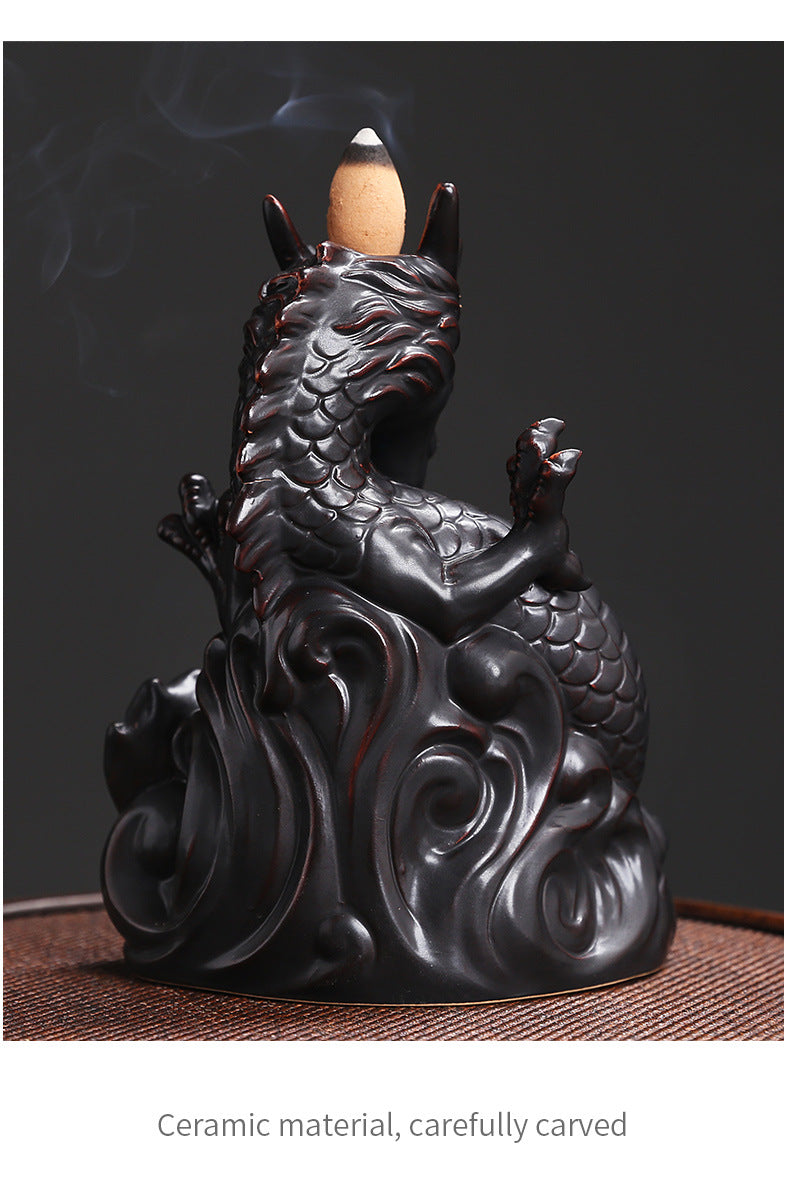 1pc, Dragon Backflow Incense Burner Ceramic Incense Holder, for Home Decor Aromatherapy Relaxation Gifts (Without Incense)