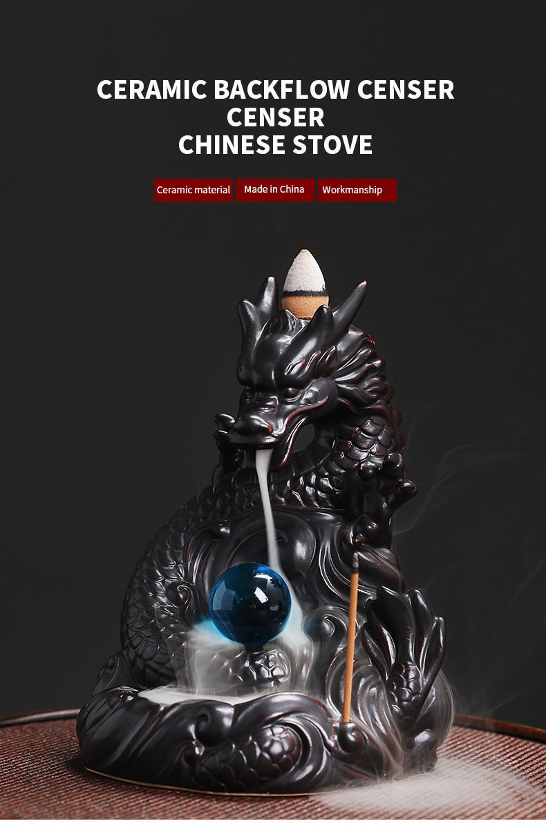 1pc, Dragon Backflow Incense Burner Ceramic Incense Holder, for Home Decor Aromatherapy Relaxation Gifts (Without Incense)