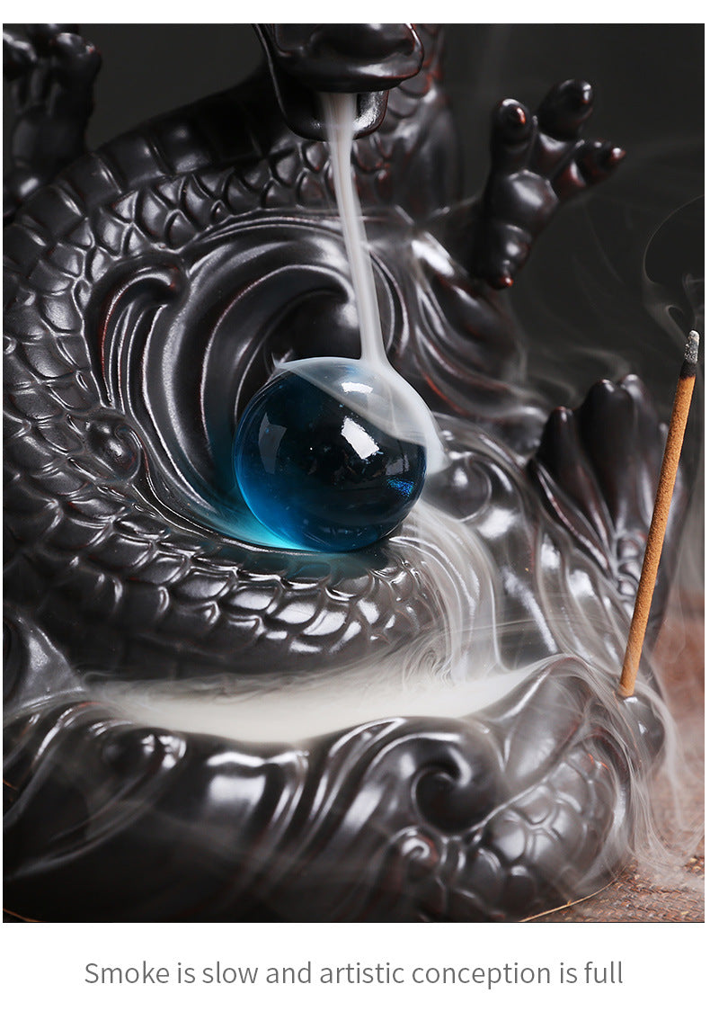 1pc, Dragon Backflow Incense Burner Ceramic Incense Holder, for Home Decor Aromatherapy Relaxation Gifts (Without Incense)