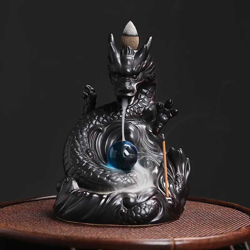 1pc, Dragon Backflow Incense Burner Ceramic Incense Holder, for Home Decor Aromatherapy Relaxation Gifts (Without Incense)