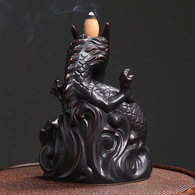 1pc, Dragon Backflow Incense Burner Ceramic Incense Holder, for Home Decor Aromatherapy Relaxation Gifts (Without Incense)