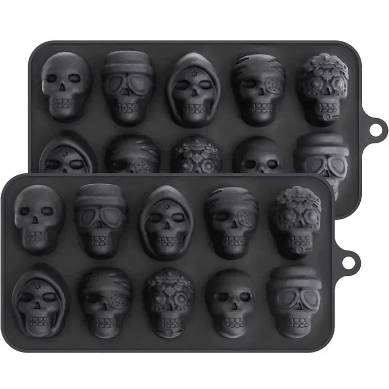 Skull Ice Cube Mold 10-Grid Skull Ice Mold for Halloween Kitchen Tools Reusable Making Accessory for Chocolate Ice Cream And