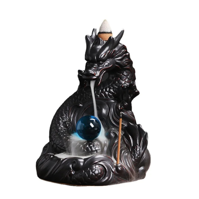 1pc, Dragon Backflow Incense Burner Ceramic Incense Holder, for Home Decor Aromatherapy Relaxation Gifts (Without Incense)