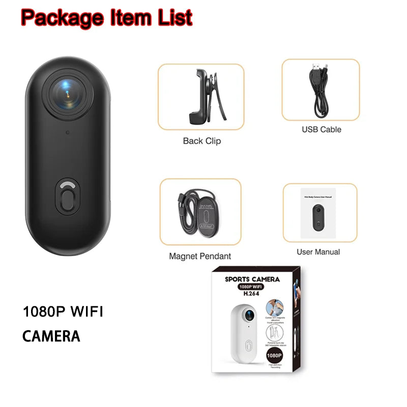 4K HD Mini Vlog Camera with WiFi Wireless Portable Action Body Cam for Sports Travel Photography Pocket Sized Video Recorder
