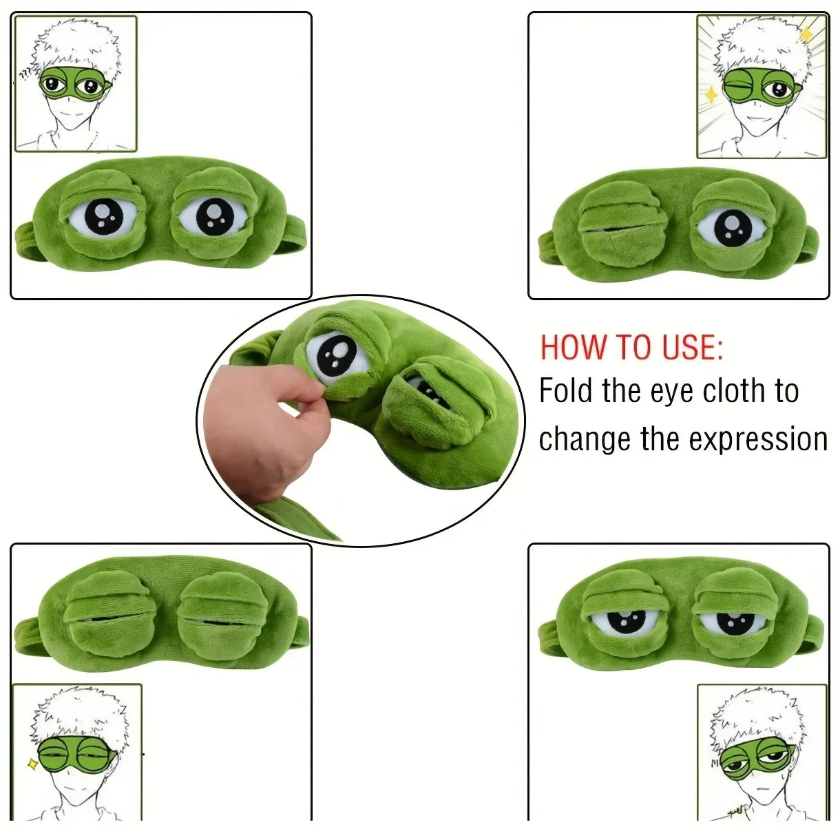 3D Sad Frog Sleep Mask Natural Sleeping Eyeshade Cover Shade Eye Patch Women Men Soft Portable Blindfold Travel Eyepatch