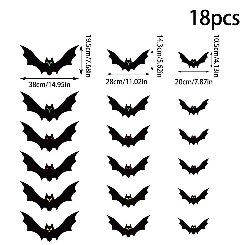 18/36pcs Black Halloween Bat Garland String Hanging Decoration Haunted House Horror Props Halloween Themed Party Decorations