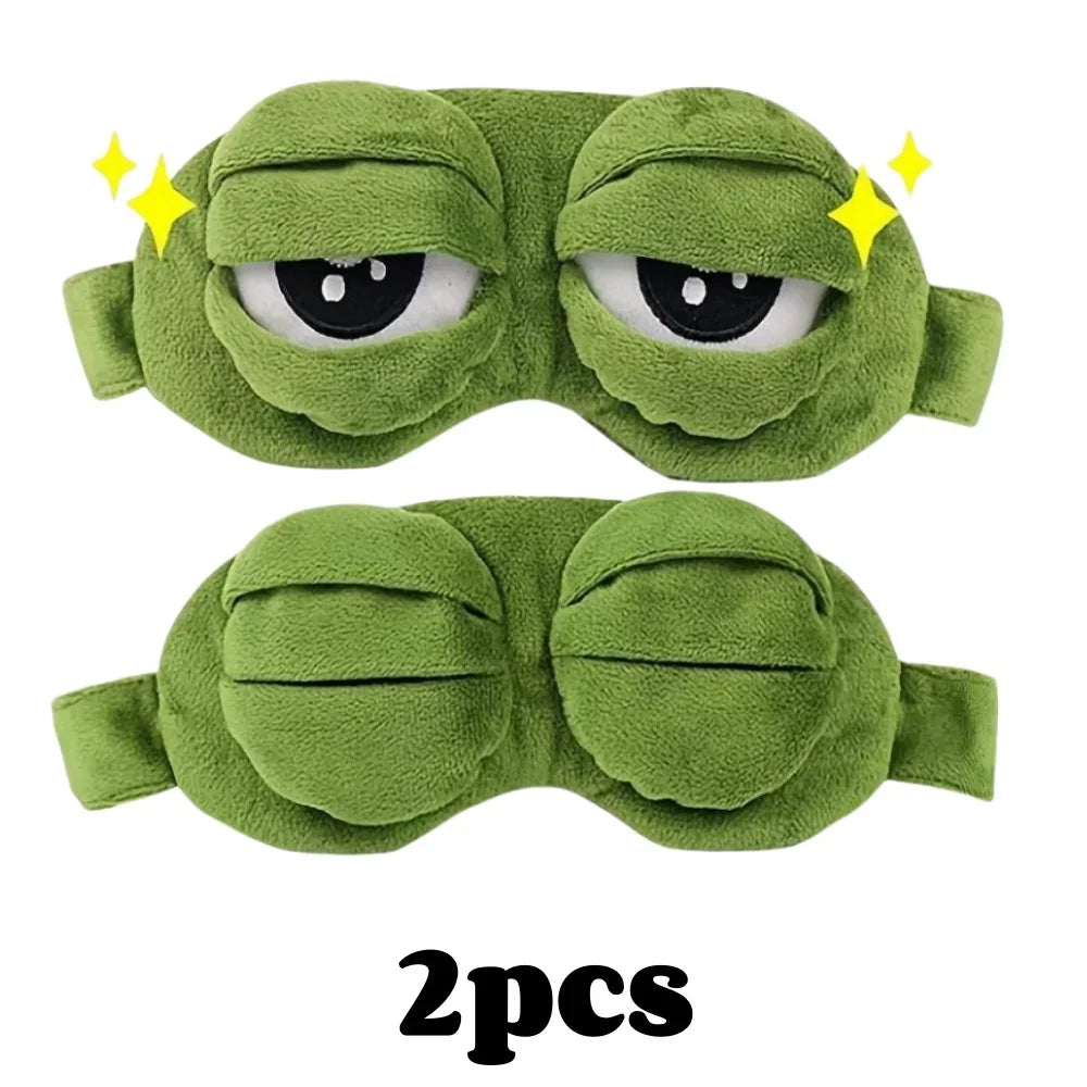 3D Sad Frog Sleep Mask Natural Sleeping Eyeshade Cover Shade Eye Patch Women Men Soft Portable Blindfold Travel Eyepatch