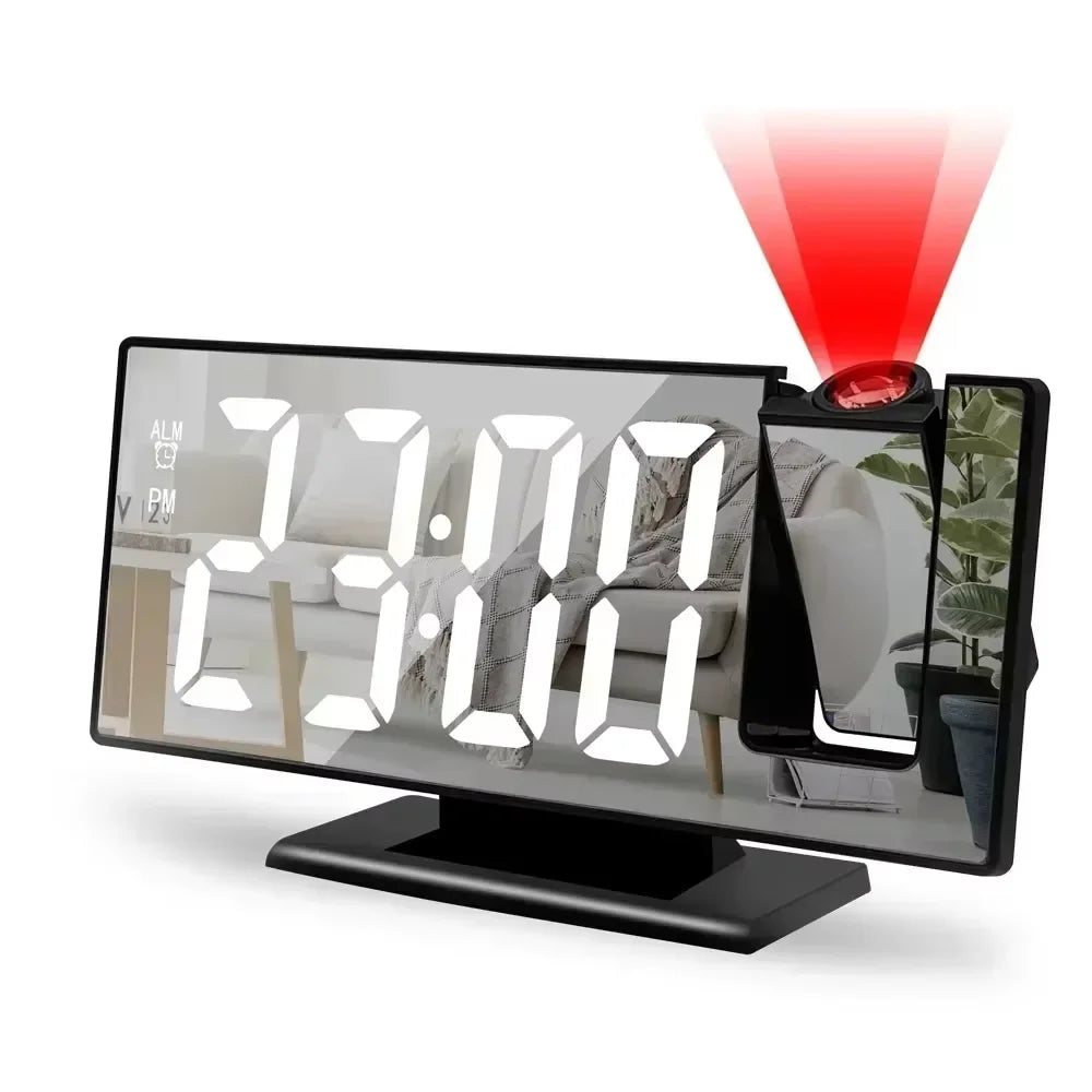 LED Digital Alarm Clock Projection Clock Projector Ceiling Clock with Time Temperature Display Backlight Snooze Clock for Home