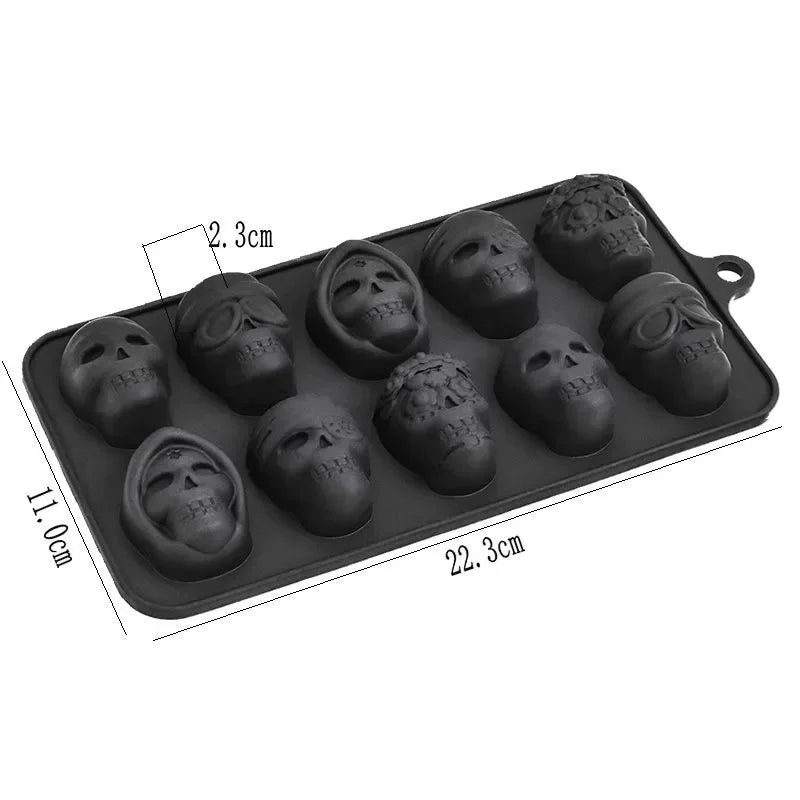 Skull Ice Cube Mold 10-Grid Skull Ice Mold for Halloween Kitchen Tools Reusable Making Accessory for Chocolate Ice Cream And