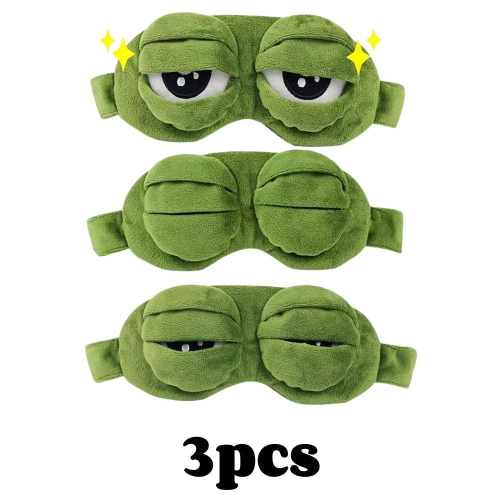3D Sad Frog Sleep Mask Natural Sleeping Eyeshade Cover Shade Eye Patch Women Men Soft Portable Blindfold Travel Eyepatch