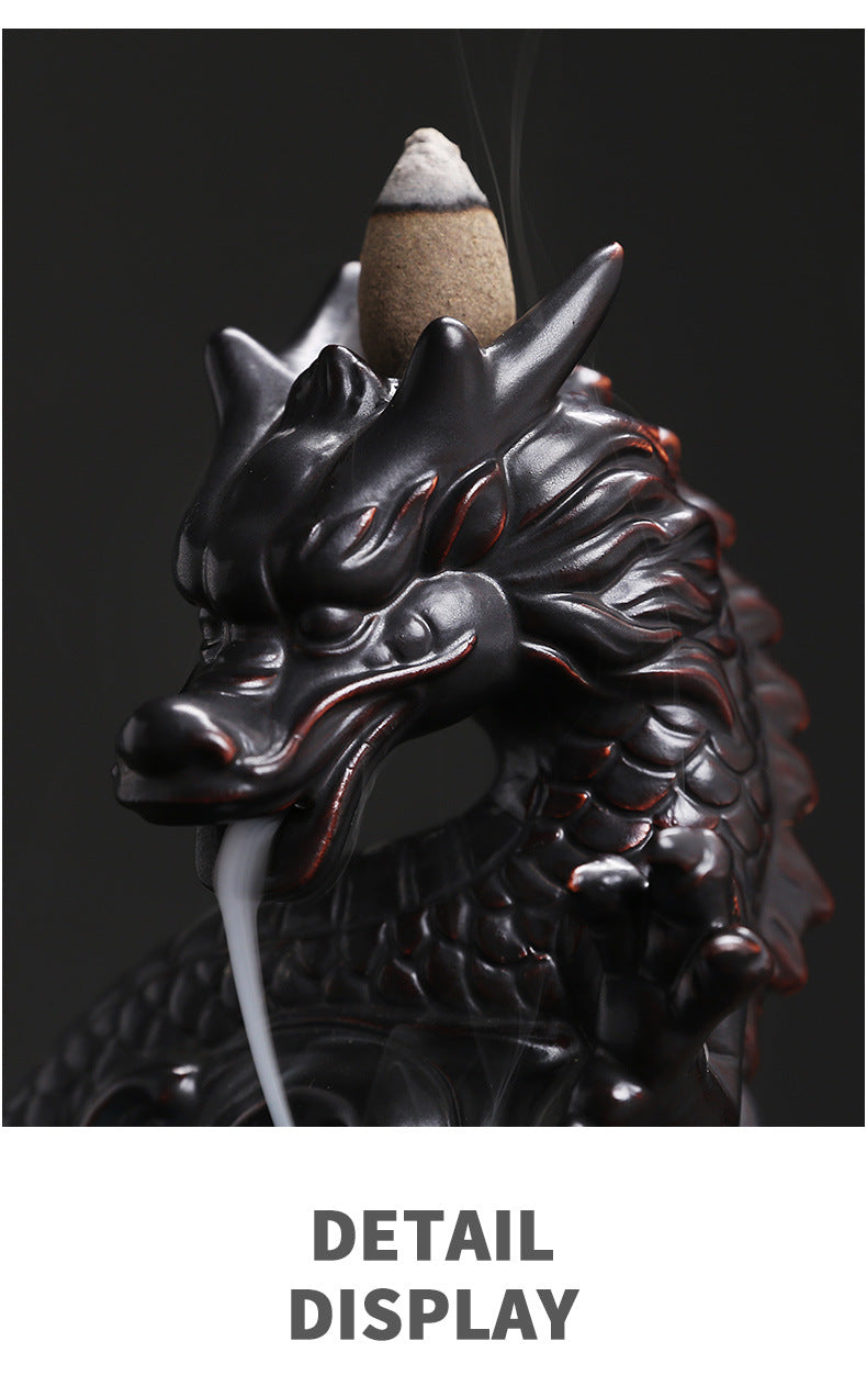 1pc, Dragon Backflow Incense Burner Ceramic Incense Holder, for Home Decor Aromatherapy Relaxation Gifts (Without Incense)