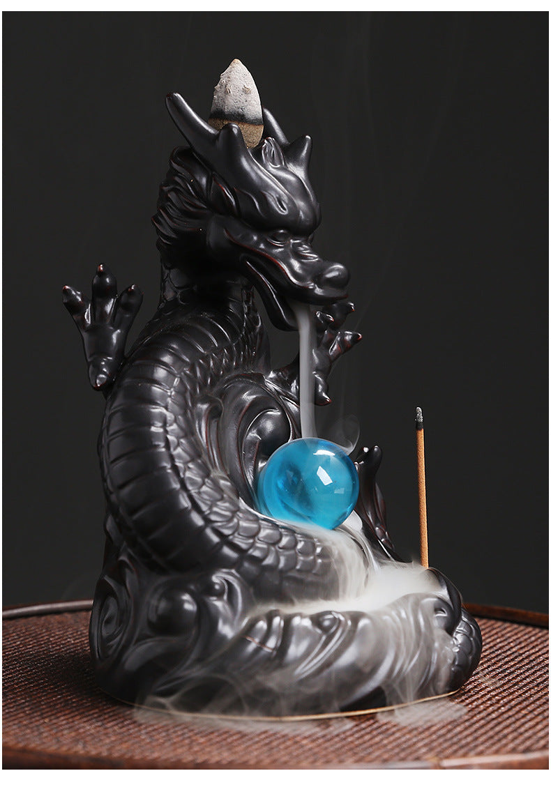 1pc, Dragon Backflow Incense Burner Ceramic Incense Holder, for Home Decor Aromatherapy Relaxation Gifts (Without Incense)