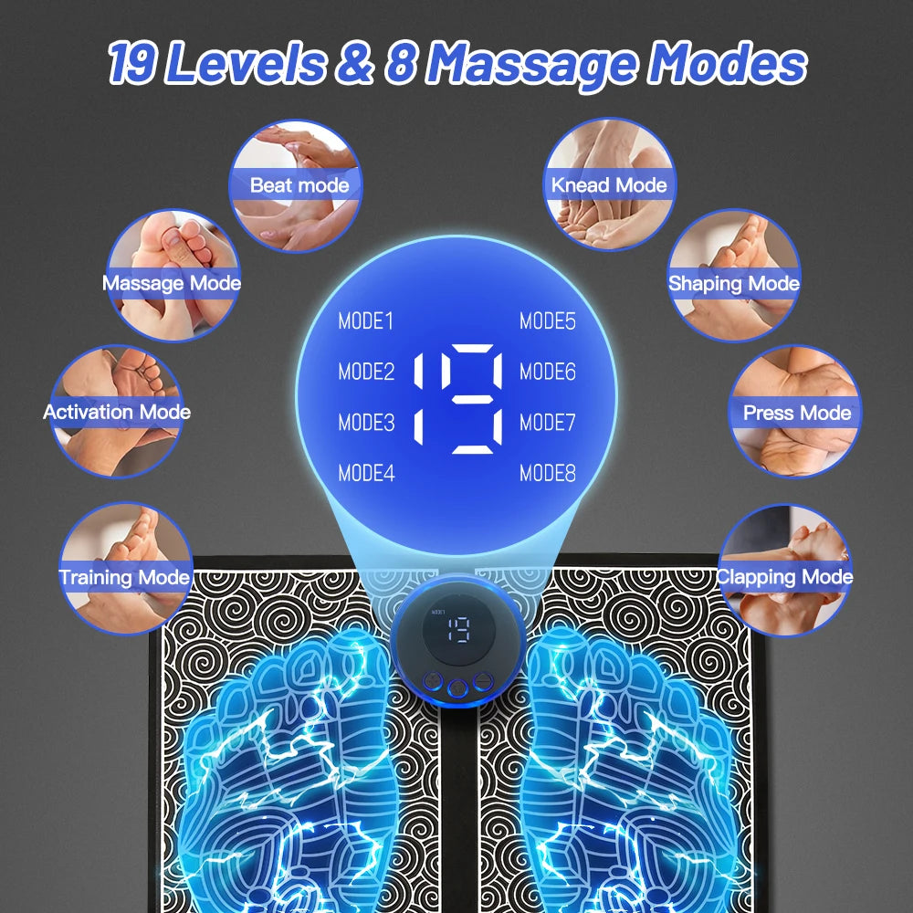 Electric Foot Massager Pad Electrostimulator Massage Mat EMS Muscle Massager Relax Feet Massage Fitness Masajeador USB Charging