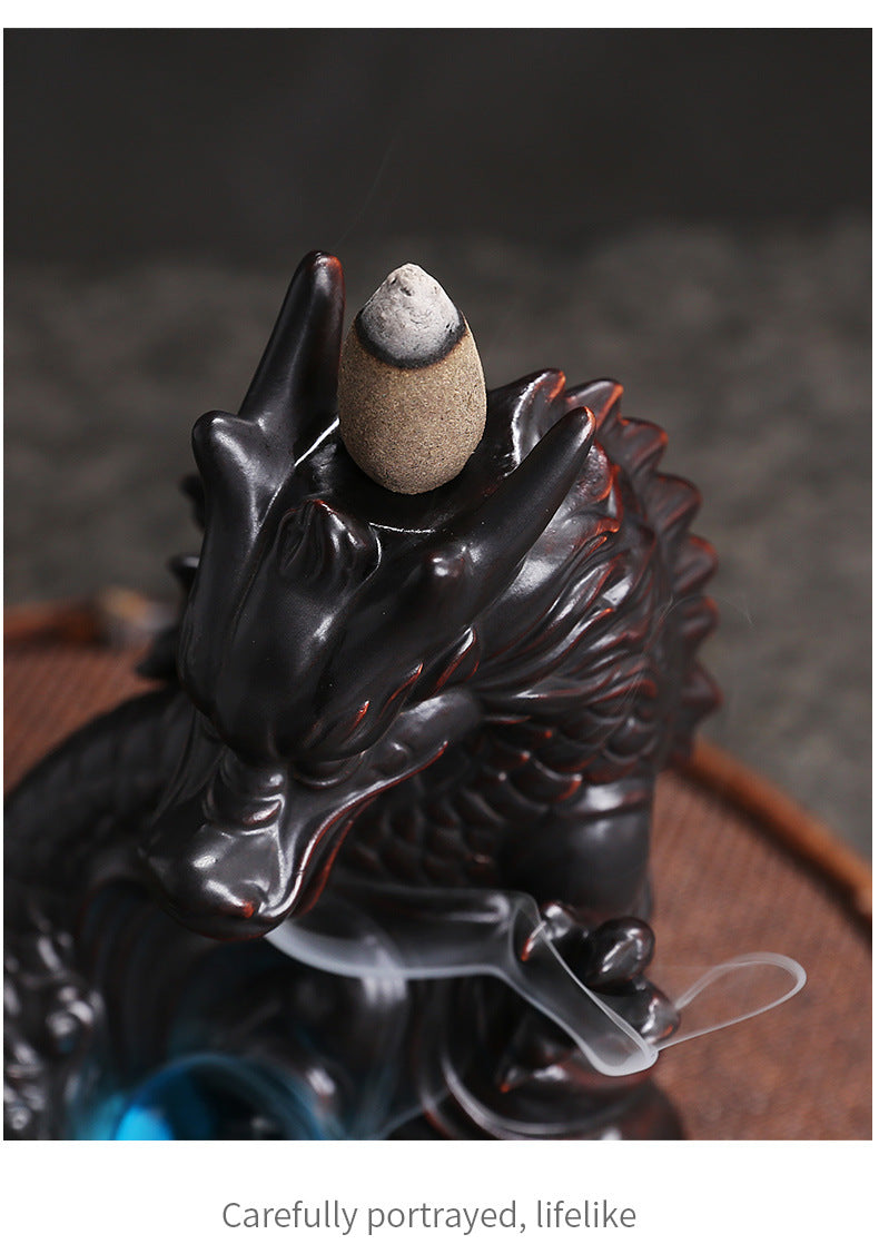 1pc, Dragon Backflow Incense Burner Ceramic Incense Holder, for Home Decor Aromatherapy Relaxation Gifts (Without Incense)