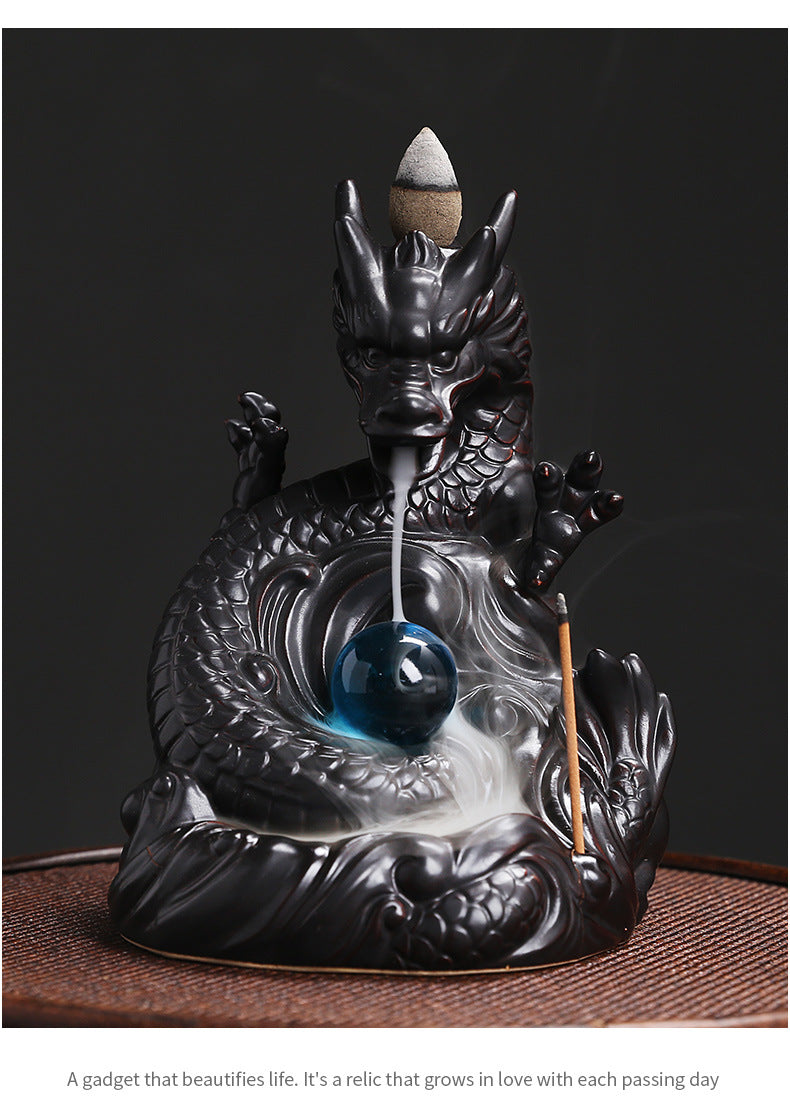 1pc, Dragon Backflow Incense Burner Ceramic Incense Holder, for Home Decor Aromatherapy Relaxation Gifts (Without Incense)
